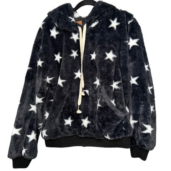 POL Super Plush Faux Fur Star Pullover Hoodie - Picture 2 of 7